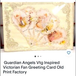 1901 replica fan and envelope, guardian Angel, vintage